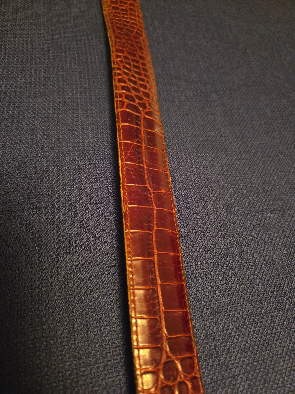 Polo Ralph Lauren Made in USA Brown Embossed Croc Leather Belt Size 32